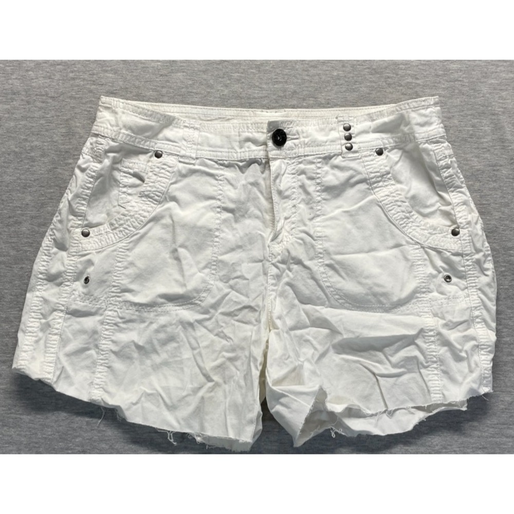 Style & Co. Cut Off Shorts Womens 8 White Denim Cotton High Rise Frayed Hem